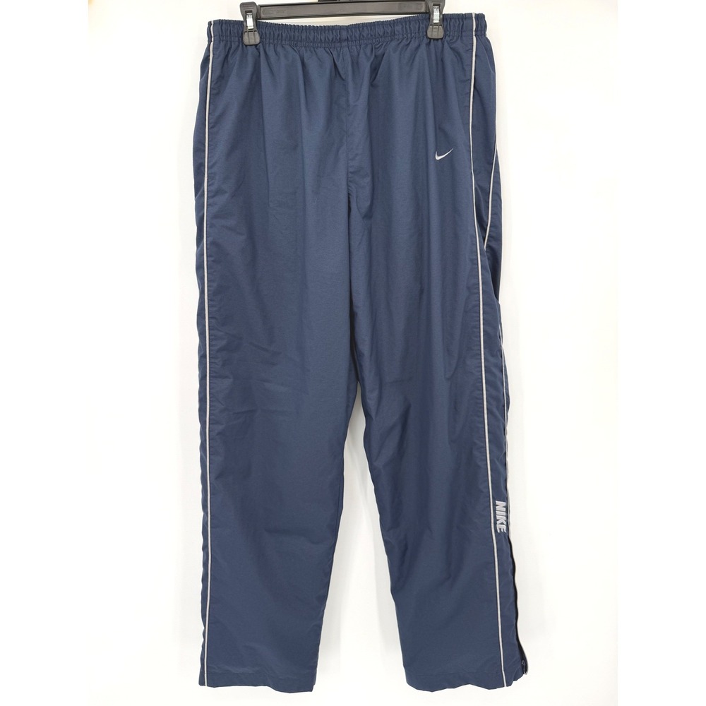Nike Track Pants Men Large Navy Blue H30407TSP Mesh Lined Piping Logo Athletic